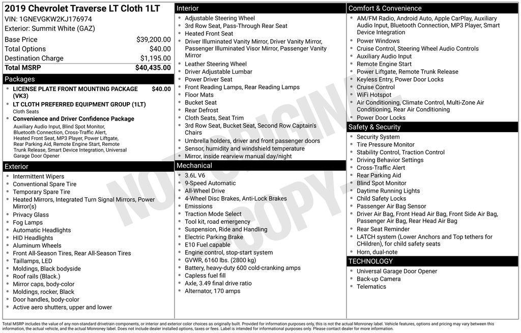 used 2019 Chevrolet Traverse car, priced at $16,998