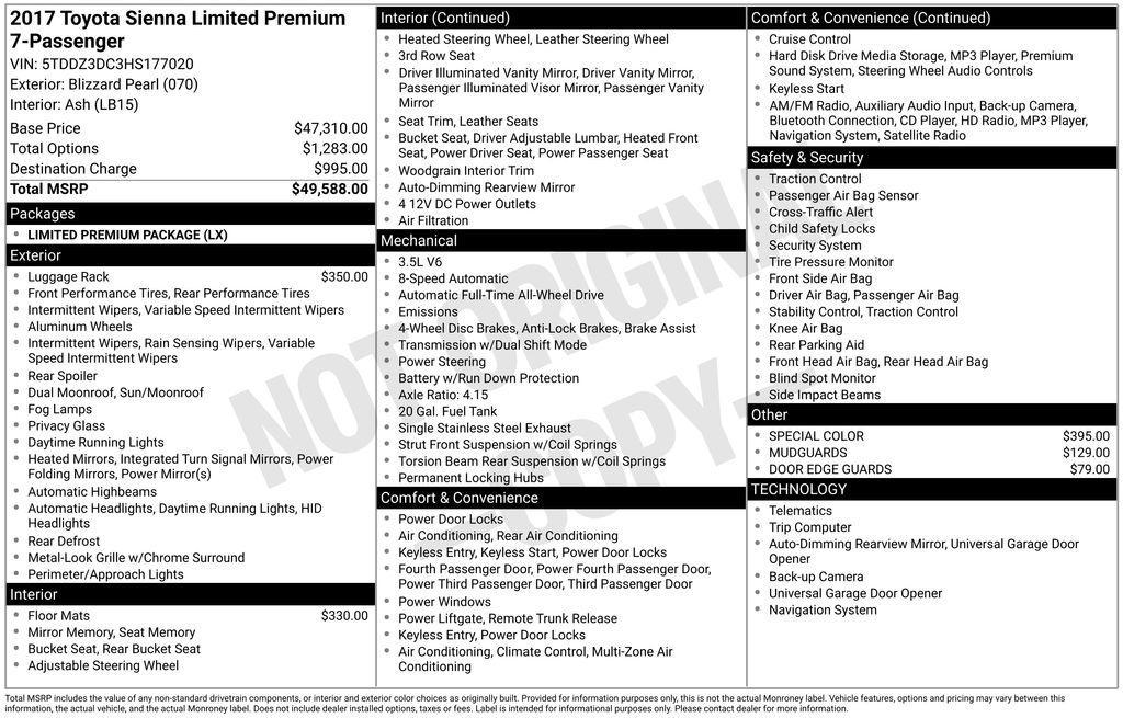 used 2017 Toyota Sienna car, priced at $22,798