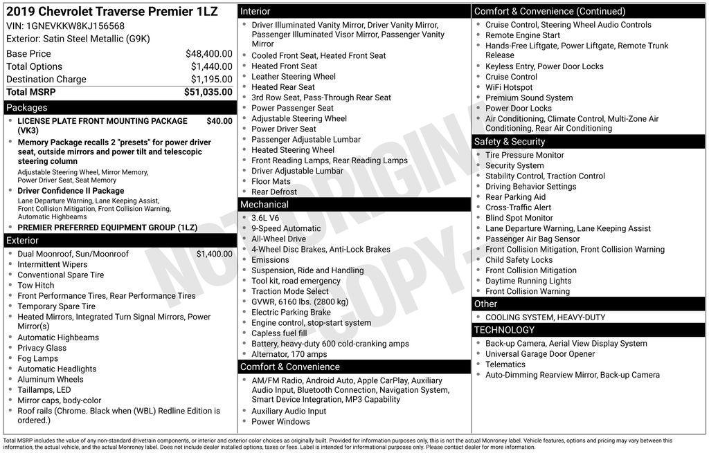 used 2019 Chevrolet Traverse car, priced at $19,995