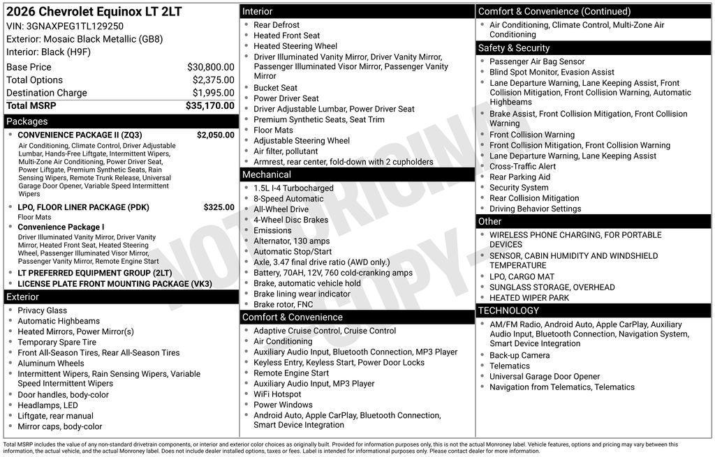 used 2026 Chevrolet Equinox car, priced at $31,475