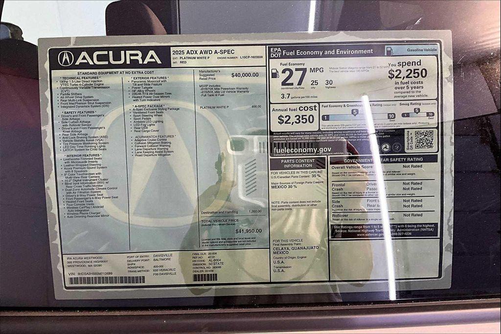 new 2025 Acura ADX car, priced at $41,950