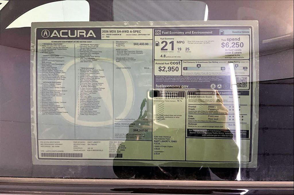new 2026 Acura MDX car, priced at $64,350
