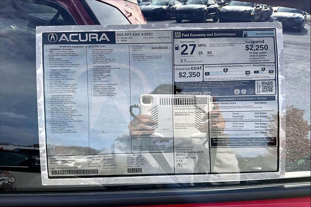 new 2025 Acura ADX car, priced at $41,350