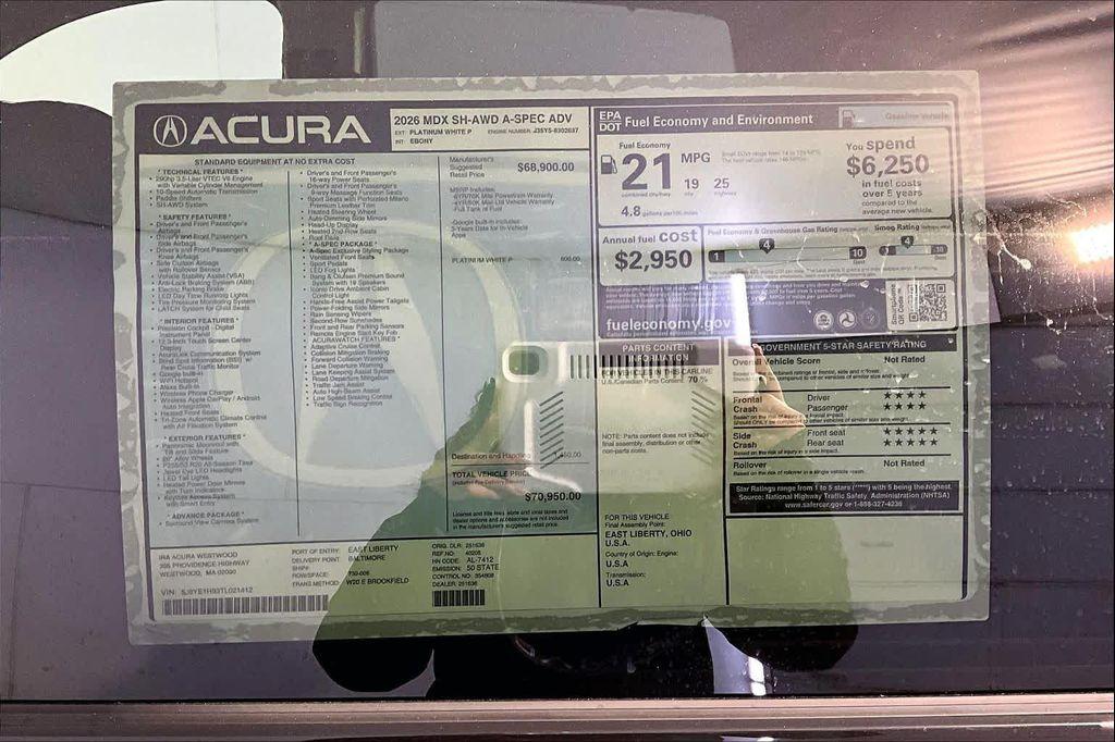 new 2026 Acura MDX car, priced at $70,950