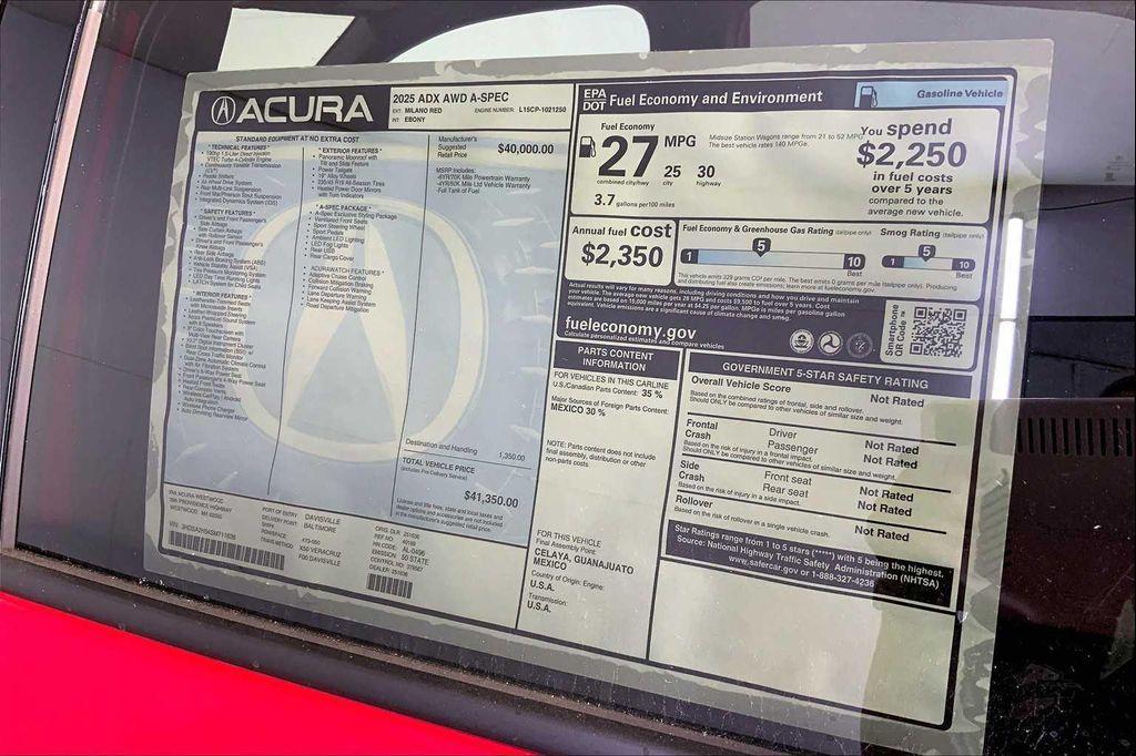 new 2025 Acura ADX car, priced at $41,350