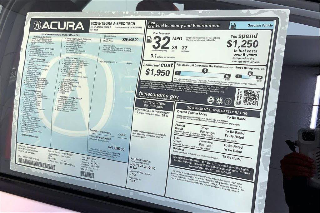new 2026 Acura Integra car, priced at $41,095