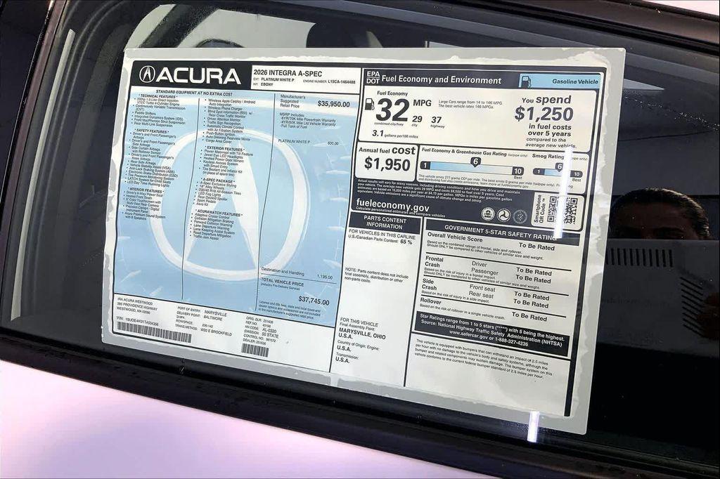 new 2026 Acura Integra car, priced at $37,745