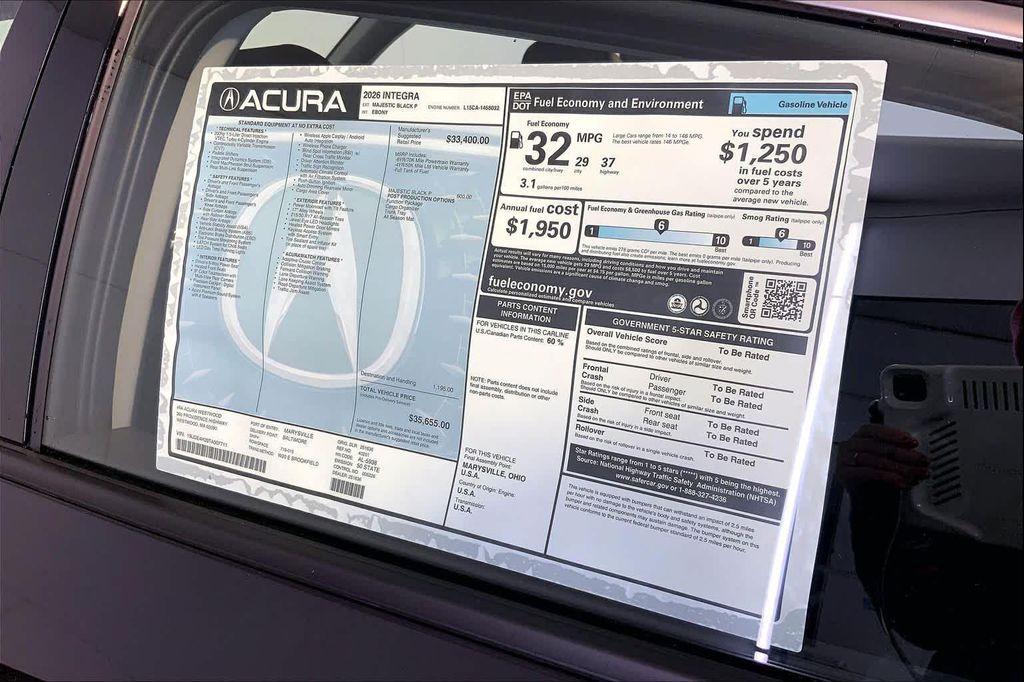 new 2026 Acura Integra car, priced at $35,655