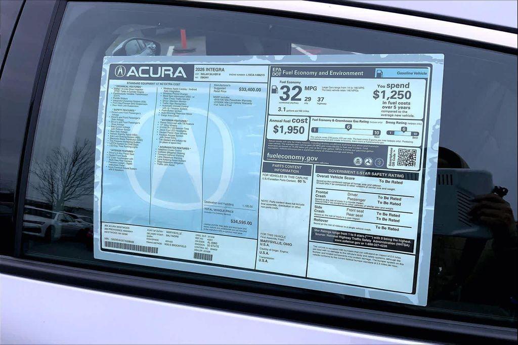 new 2026 Acura Integra car, priced at $34,595