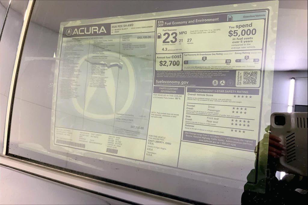 new 2026 Acura RDX car, priced at $47,150