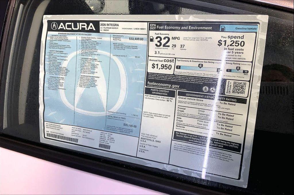 new 2026 Acura Integra car, priced at $35,195