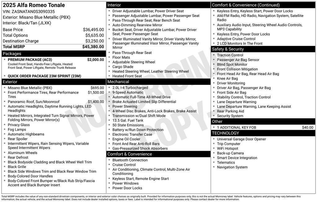 used 2025 Alfa Romeo Tonale car, priced at $29,461