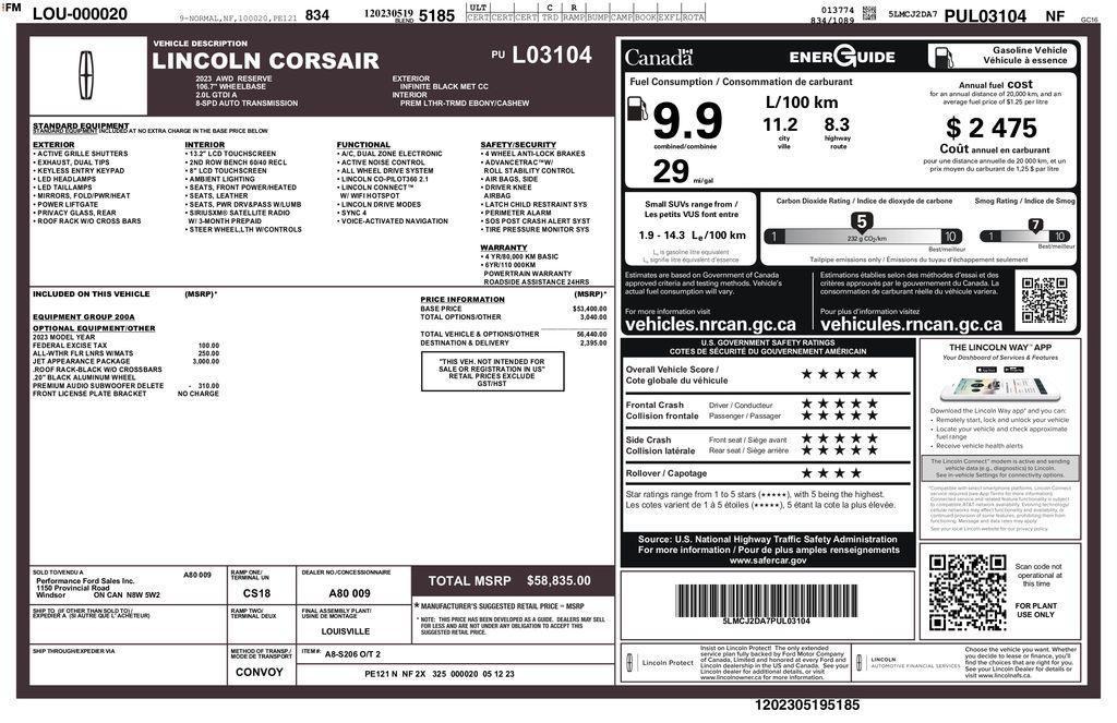 used 2023 Lincoln Corsair car, priced at $33,993