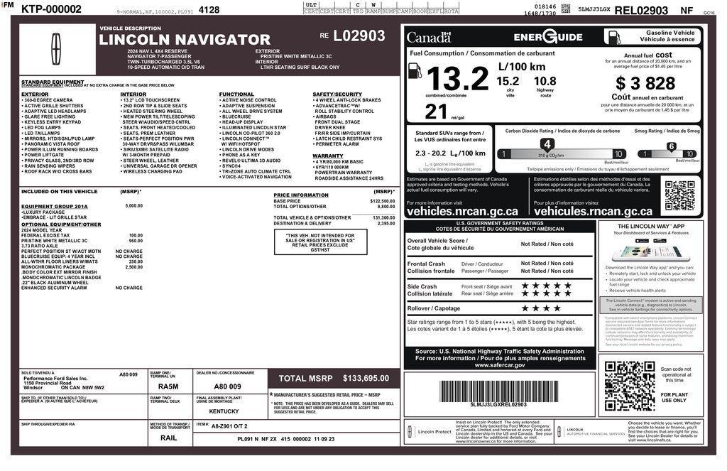 used 2024 Lincoln Navigator L car, priced at $65,793