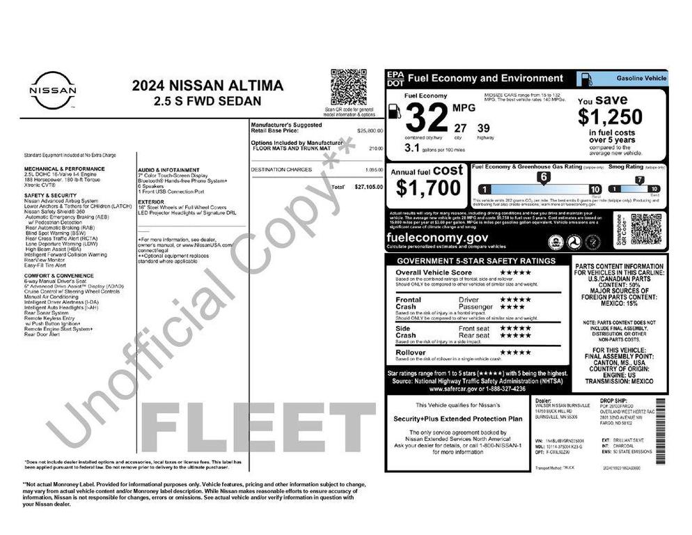 used 2024 Nissan Altima car, priced at $17,393