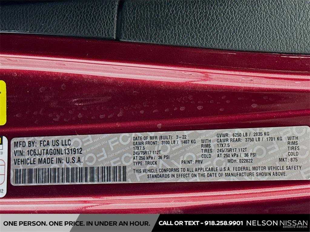 used 2022 Jeep Gladiator car, priced at $23,995