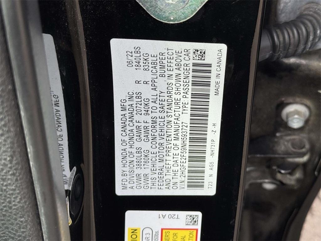 used 2022 Honda Civic car, priced at $20,996