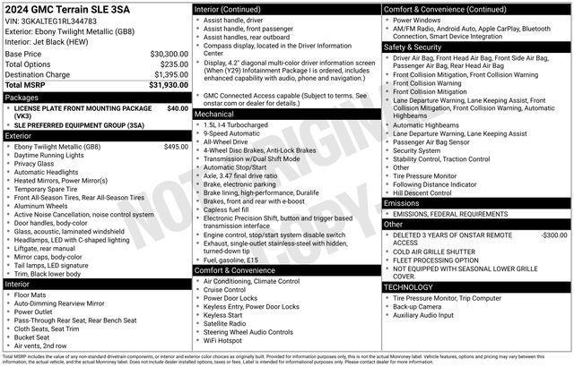 used 2024 GMC Terrain car, priced at $20,766