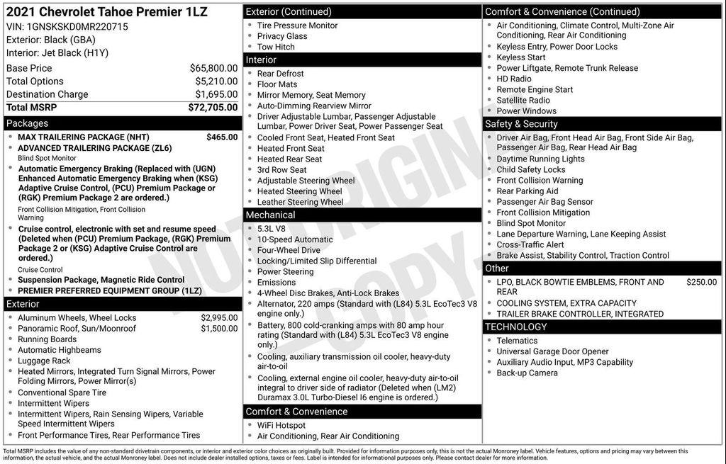 used 2021 Chevrolet Tahoe car, priced at $48,089