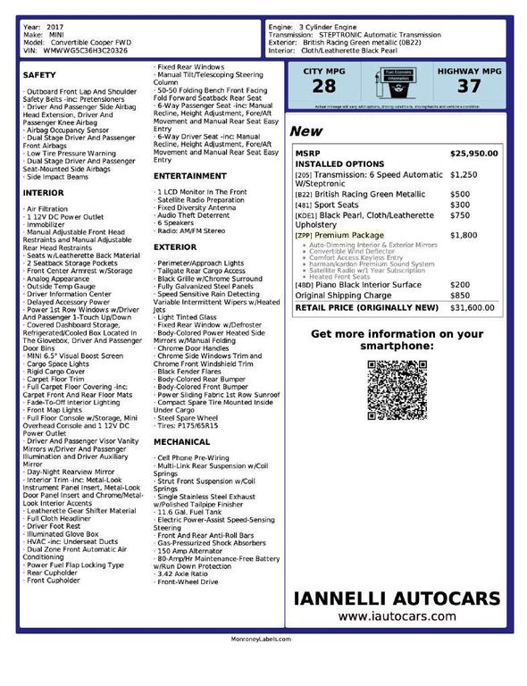 used 2017 MINI Convertible car, priced at $12,950