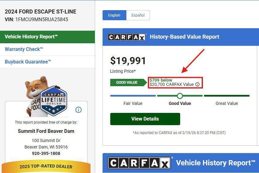 used 2024 Ford Escape car, priced at $19,991