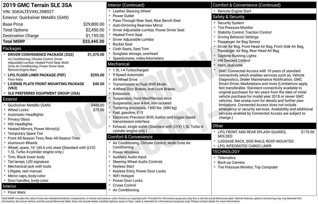 used 2019 GMC Terrain car, priced at $16,775