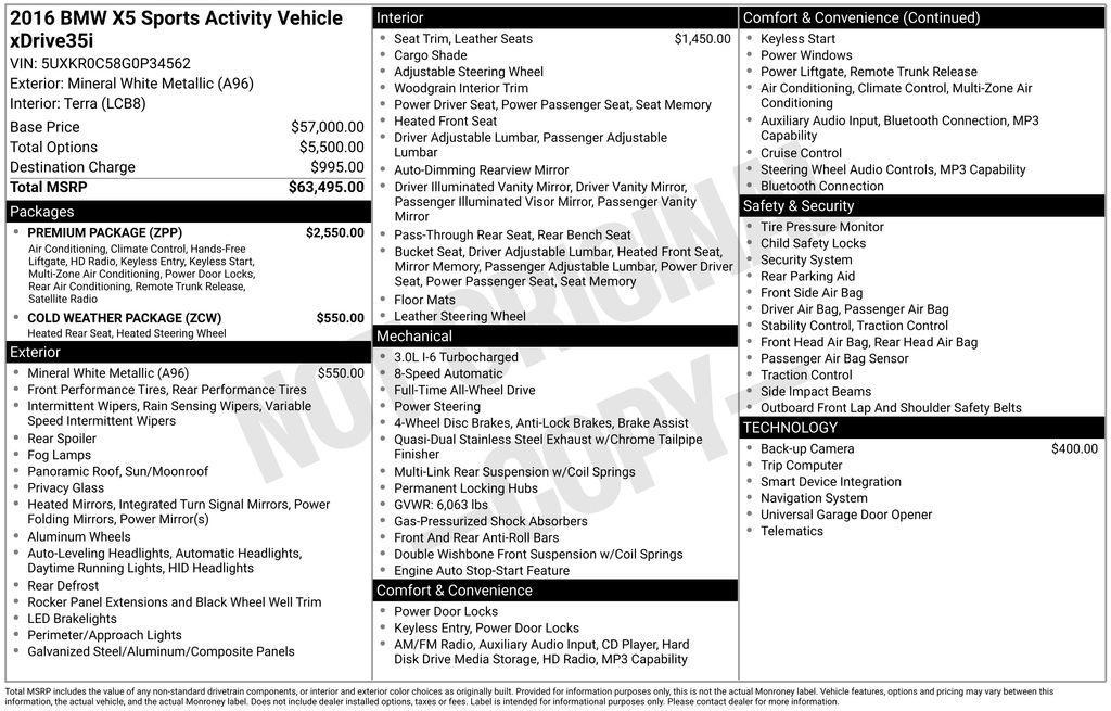 used 2016 BMW X5 car, priced at $15,475