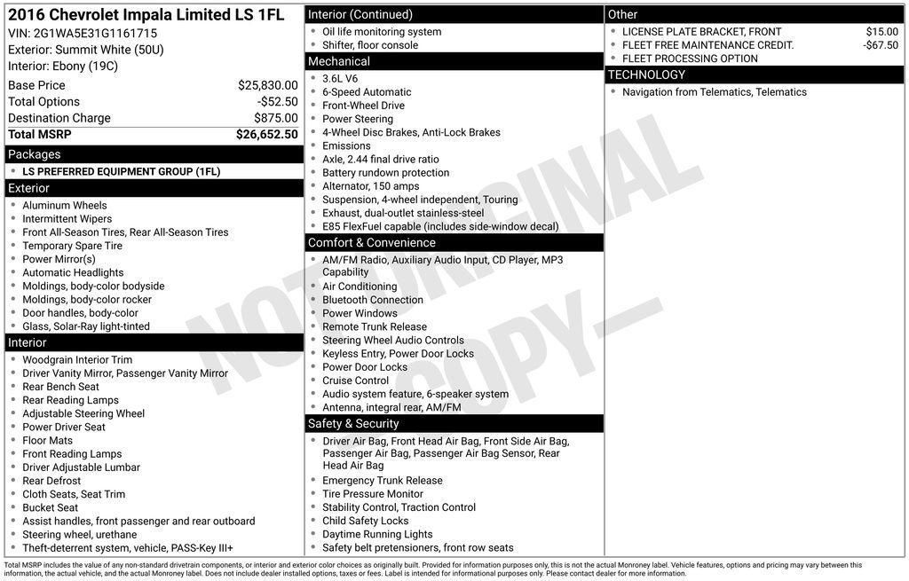 used 2016 Chevrolet Impala Limited car, priced at $11,775