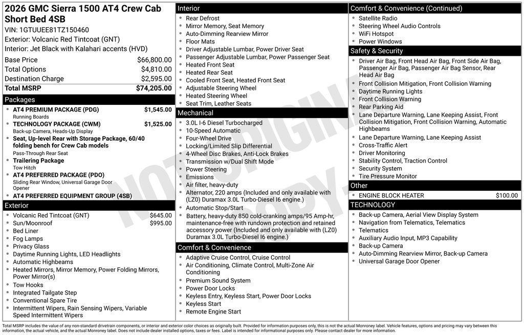 new 2026 GMC Sierra 1500 car, priced at $64,731