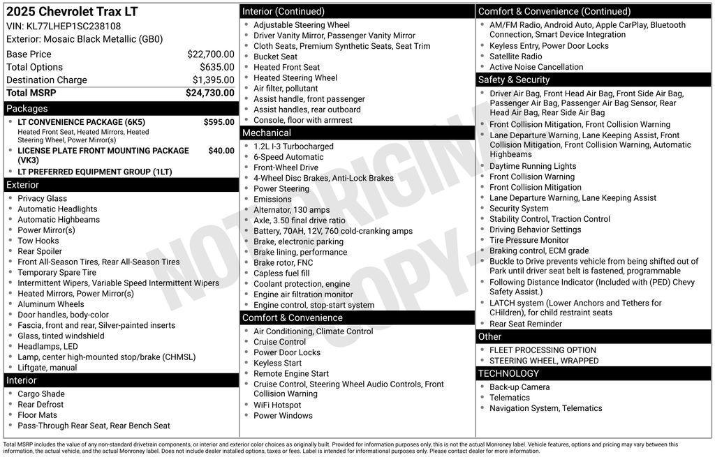 used 2025 Chevrolet Trax car, priced at $22,226