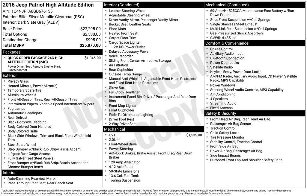 used 2016 Jeep Patriot car, priced at $10,775