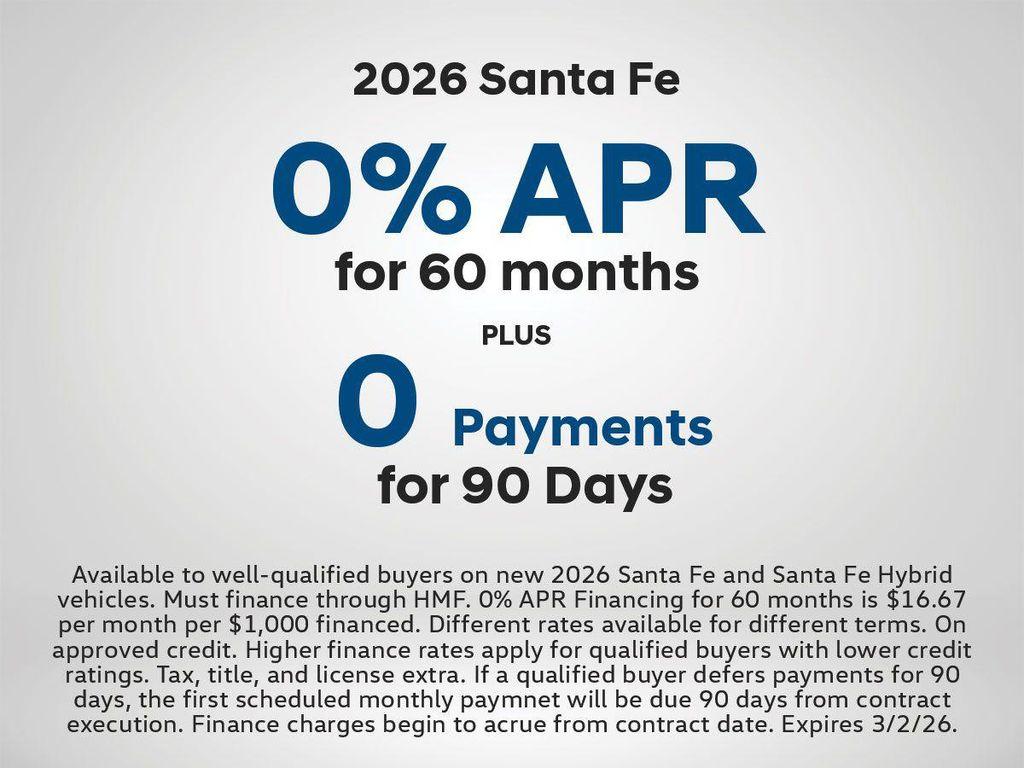 new 2026 Hyundai Santa Fe car, priced at $42,985