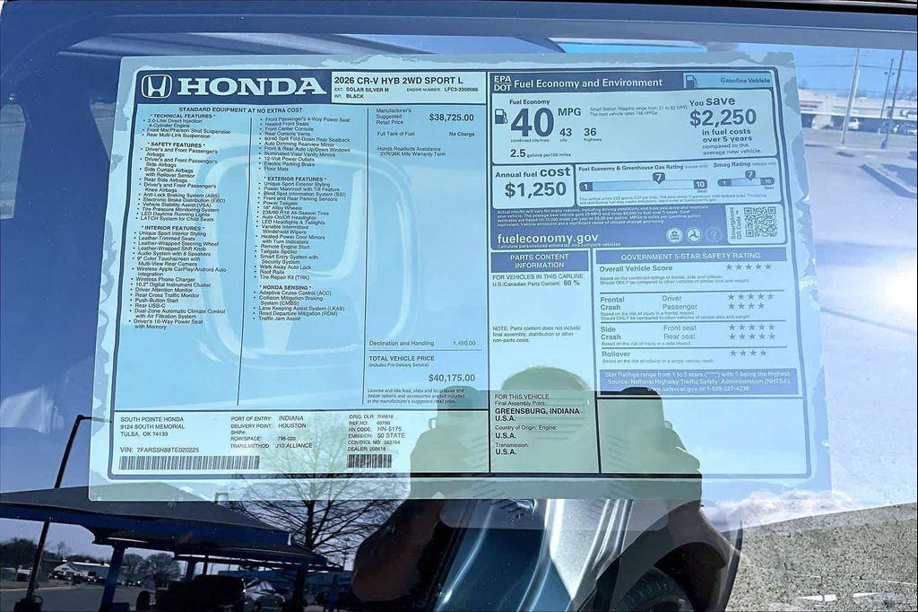 new 2026 Honda CR-V Hybrid car, priced at $39,079