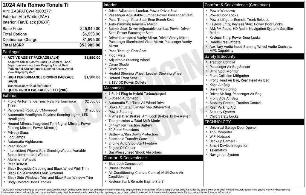 used 2024 Alfa Romeo Tonale car, priced at $25,937