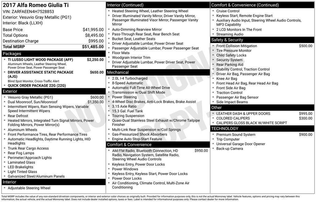 used 2017 Alfa Romeo Giulia car, priced at $12,492