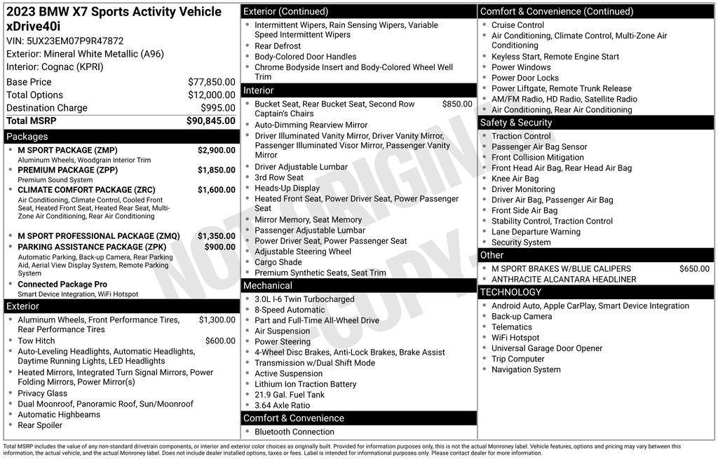 used 2023 BMW X7 car, priced at $53,883