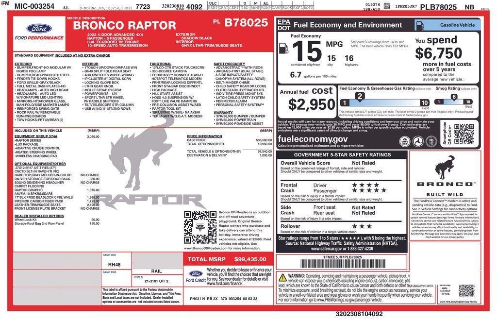 used 2023 Ford Bronco car, priced at $69,593