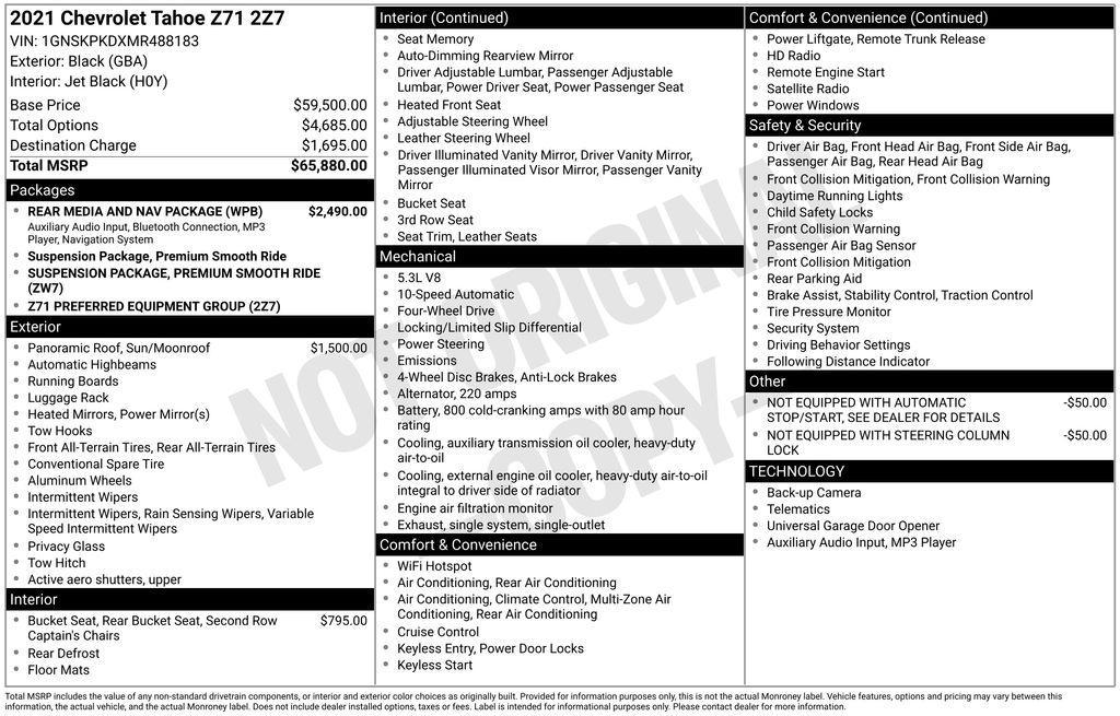 used 2021 Chevrolet Tahoe car, priced at $48,483