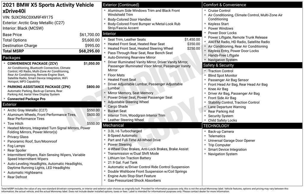 used 2021 BMW X5 car, priced at $32,327