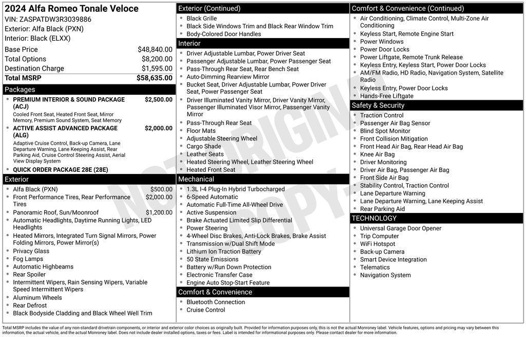 used 2024 Alfa Romeo Tonale car, priced at $25,982