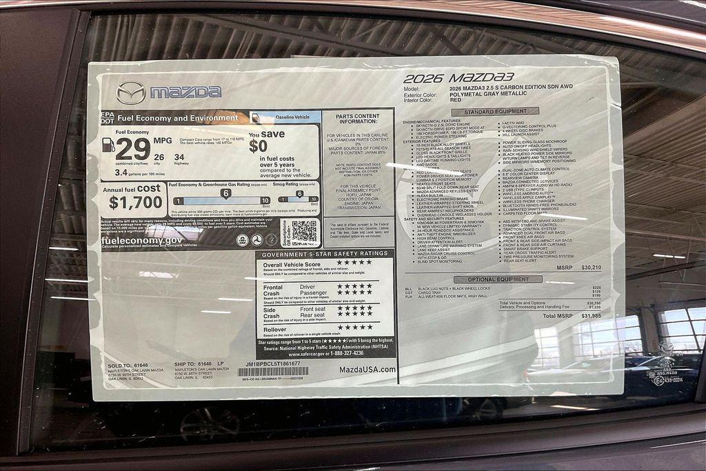 new 2026 Mazda Mazda3 car, priced at $32,782