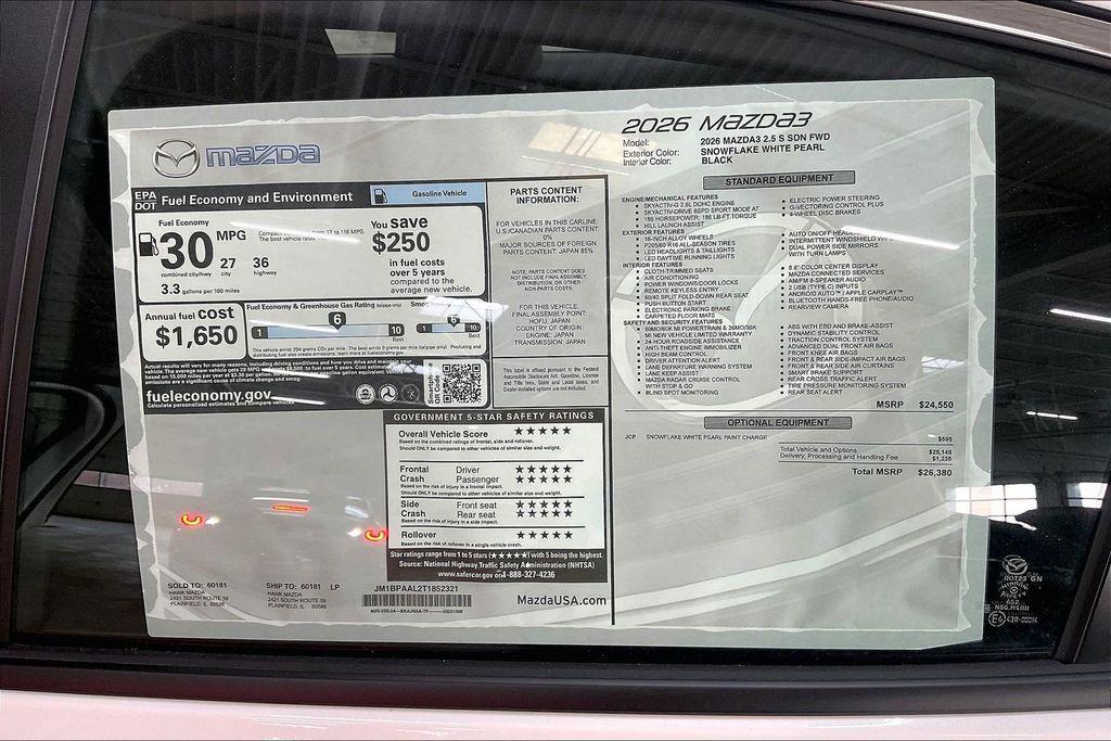 new 2026 Mazda Mazda3 car, priced at $26,580