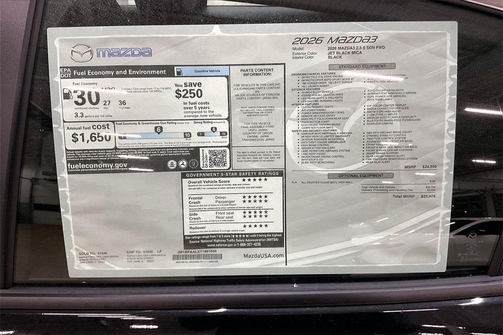 new 2026 Mazda Mazda3 car, priced at $25,975