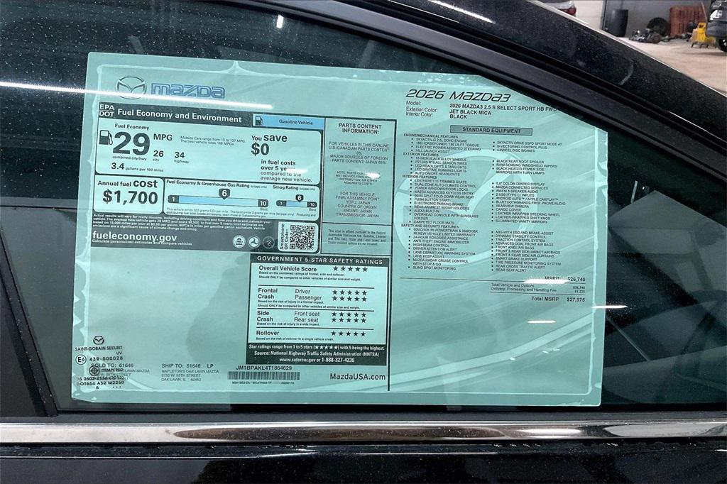 new 2026 Mazda Mazda3 car, priced at $27,975