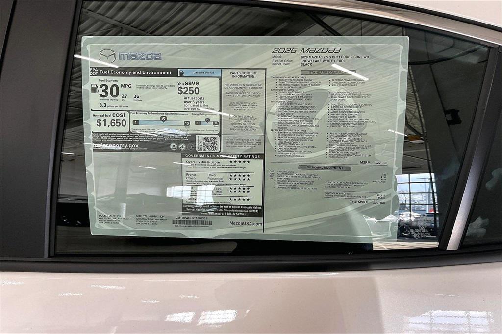 new 2026 Mazda Mazda3 car, priced at $29,160