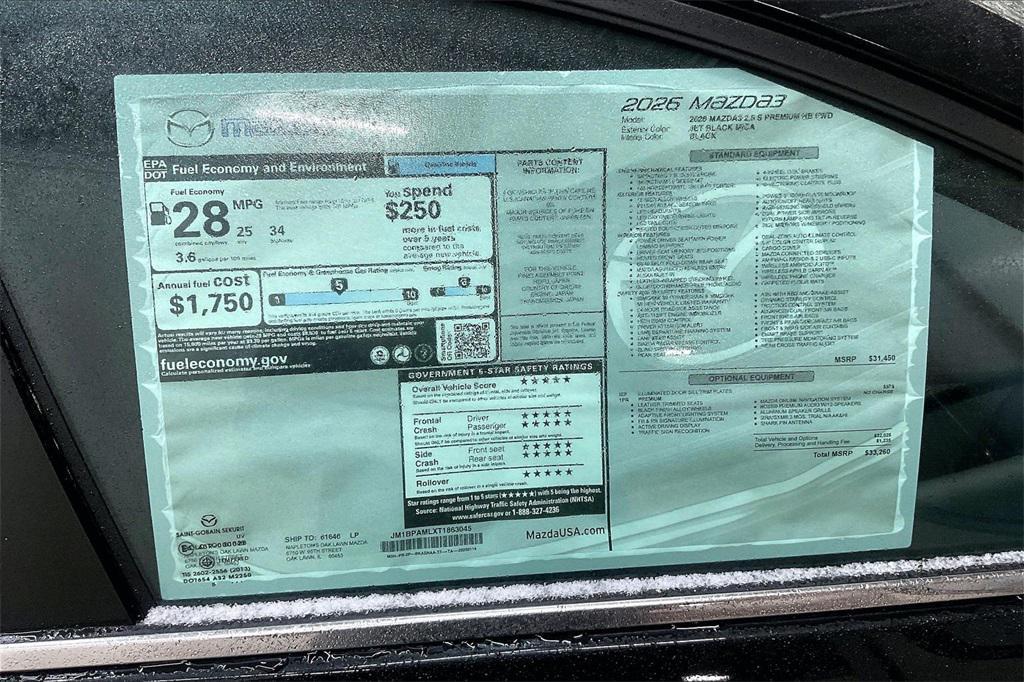 new 2026 Mazda Mazda3 car, priced at $33,260