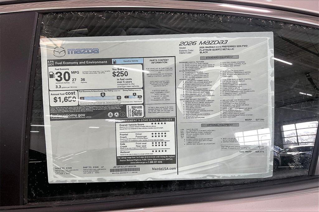 new 2026 Mazda Mazda3 car, priced at $28,975