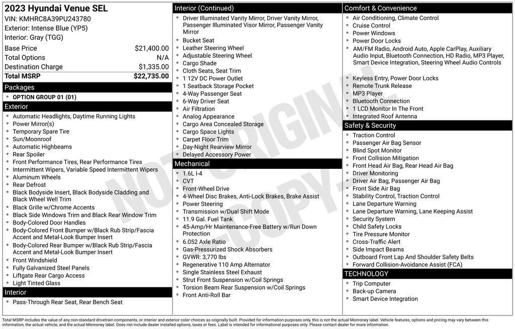 used 2023 Hyundai Venue car, priced at $16,850