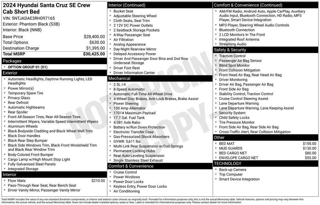 used 2024 Hyundai SANTA CRUZ car, priced at $23,190