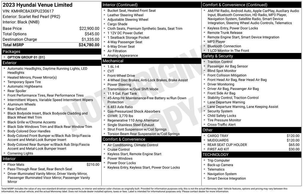 used 2023 Hyundai Venue car, priced at $18,690